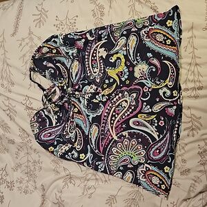 Lands' End women's swim top and mini skirt, paisley design on top, size 18